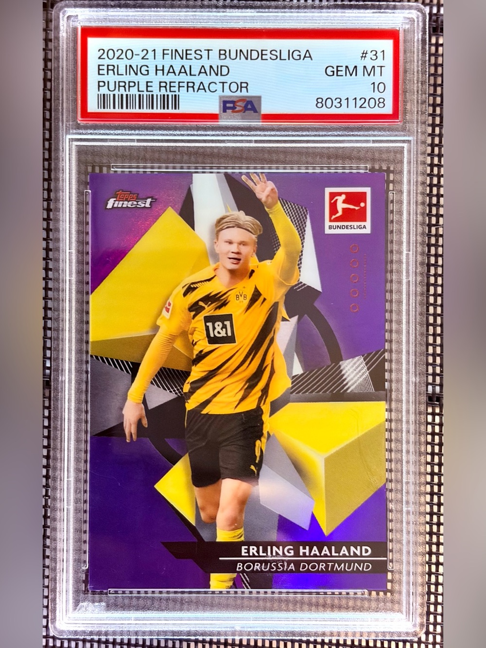 🔥 2020 Topps Finest ERLING HAALAND Purple Refractor PSA 10 55/250